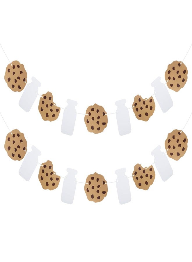 BOHUIZ 2 Pcs Cookies Milk Birthday Party Banner, Cookie and Monster Happy Birthday Party Garland for Kids, Milk and Cookies Baby Shower Decorations for Boys Girls - Image 1